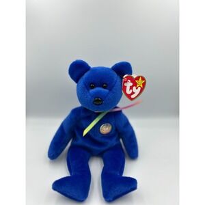 Ty BEANIE BABY RARE/ RETIRED "CLUBBY" BEAR, 1998 Mint Ear Tag Errors‎ No Barcode